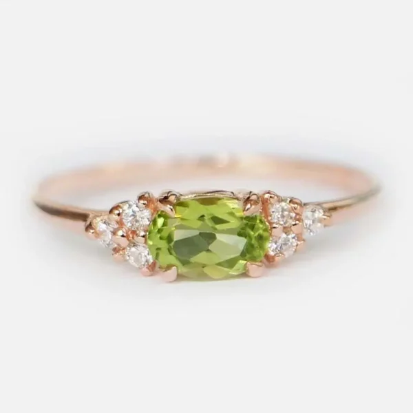 Knowod Natural Elegant Olive Green Zircon Diamond Ring-05