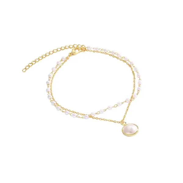 Double Layer Pearl Gold Plated Bracelet