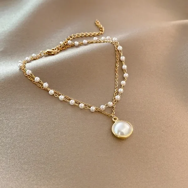 Double Layer Pearl Gold Plated Bracelet