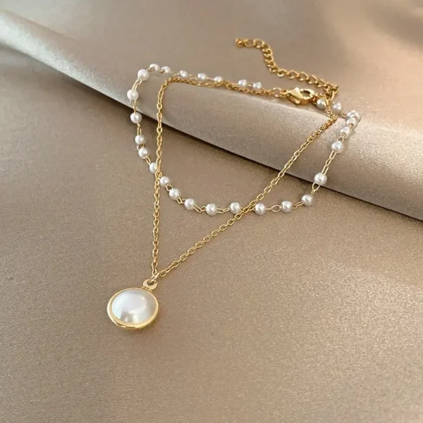 Double Layer Pearl Gold Plated Bracelet